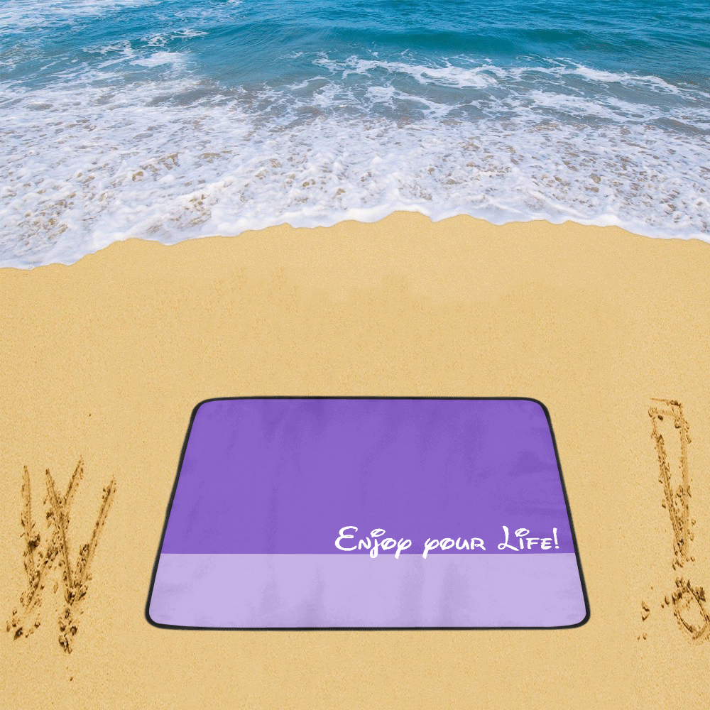 Two Colors - violet mix + Message: Enjoy your Life Beach Mat 78"x 60"