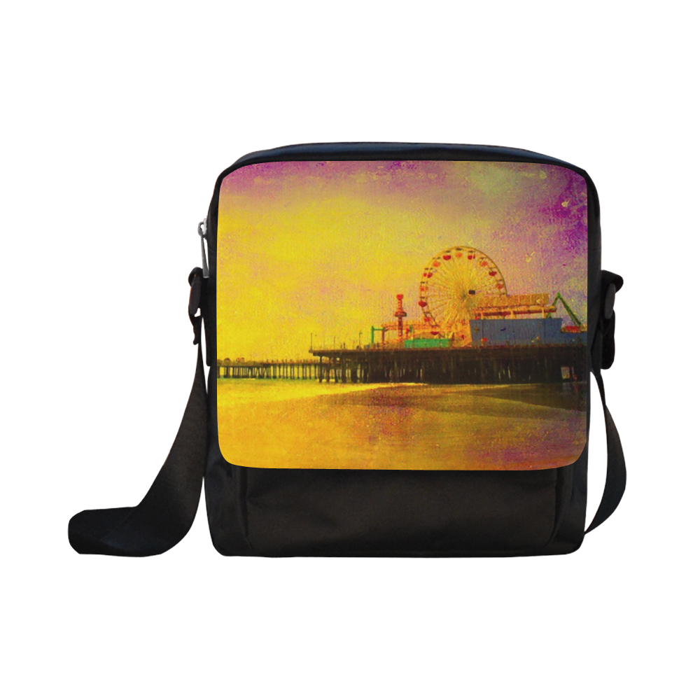Yellow Purple Santa Monica Pier Crossbody Nylon Bags (Model 1633)