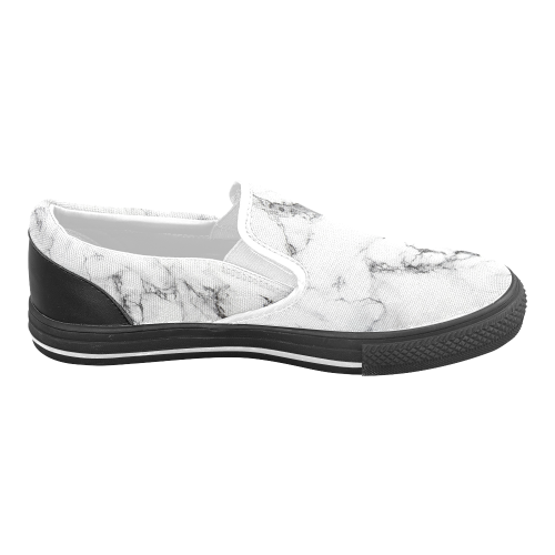 white marble print Men's Slip-on Canvas Shoes (Model 019)