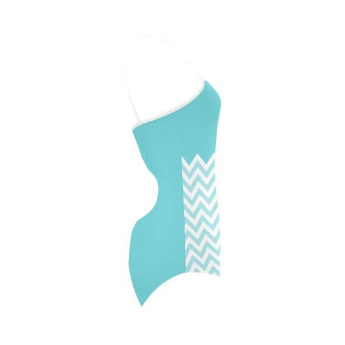 HIPSTER zigzag chevron pattern white Strap Swimsuit ( Model S05)