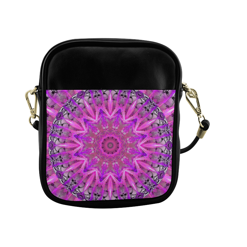 Lavender Lace Abstract Pink Light Love Lattice Sling Bag (Model 1627)