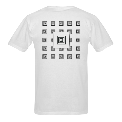 Solid Squares Frame Mosaic Black & White Men's T-Shirt in USA Size (Two Sides Printing)