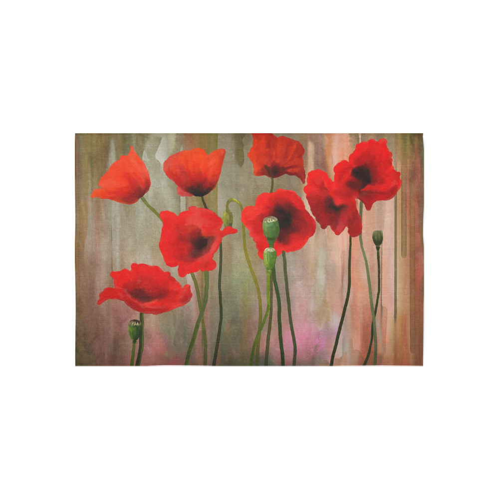 Poppies Cotton Linen Wall Tapestry 60"x 40"