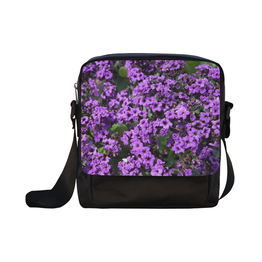 Purple Flowers Crossbody Nylon Bags (Model 1633)