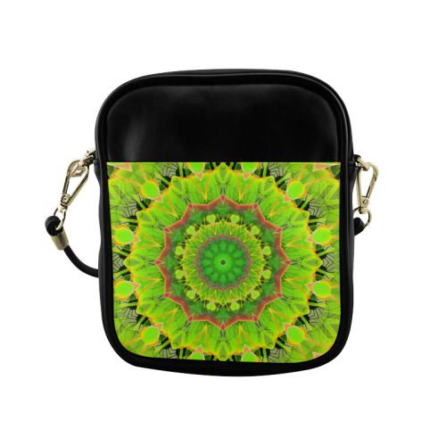 Golden Green Foliage Ferns Abstract Summer Days Sling Bag (Model 1627)