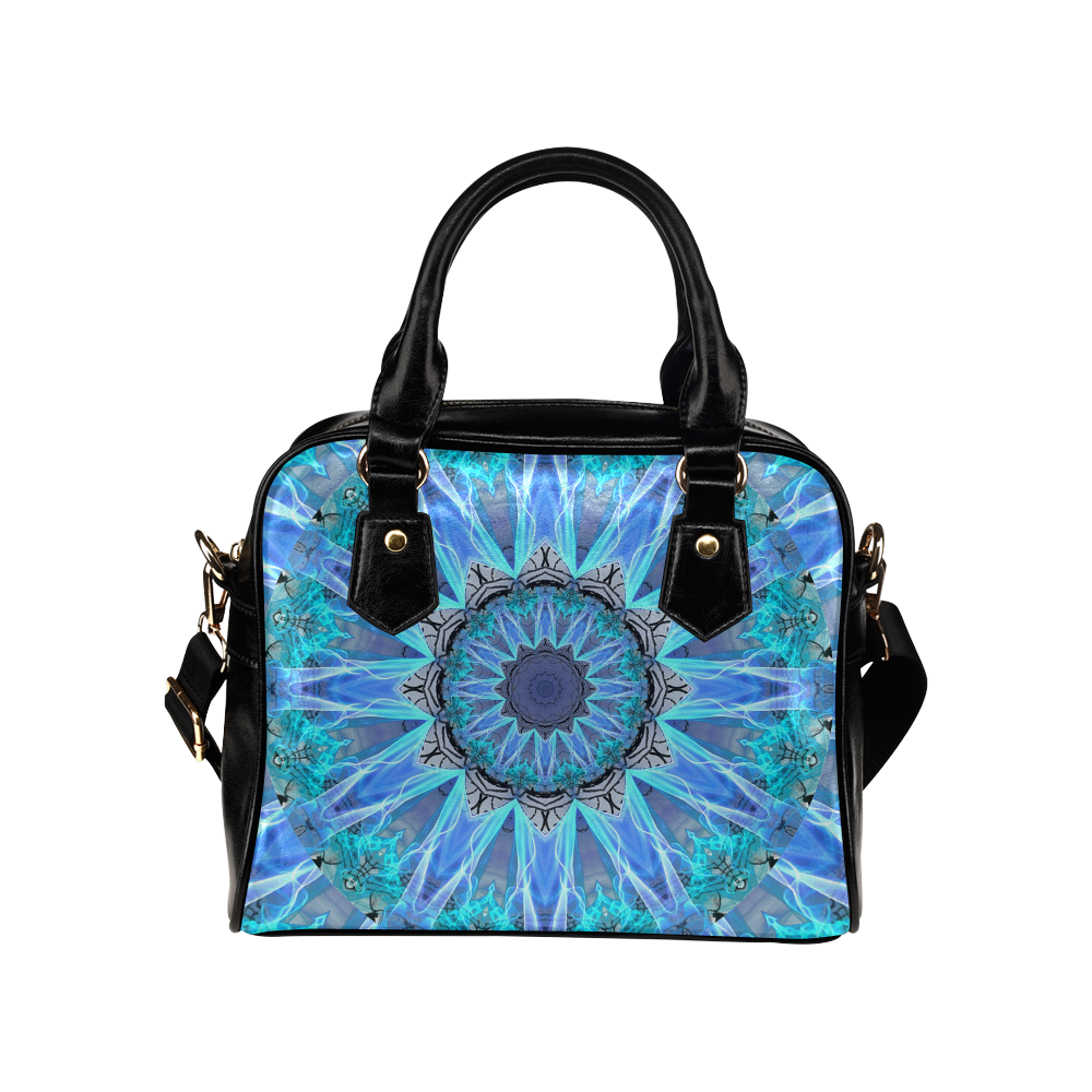 Sapphire Ice Flame, Cyan Blue Crystal Wheel Shoulder Handbag (Model 1634)
