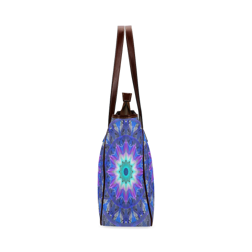 Blue Ice Merry Aqua Violet Foliage Flowers Zen Classic Tote Bag (Model 1644)