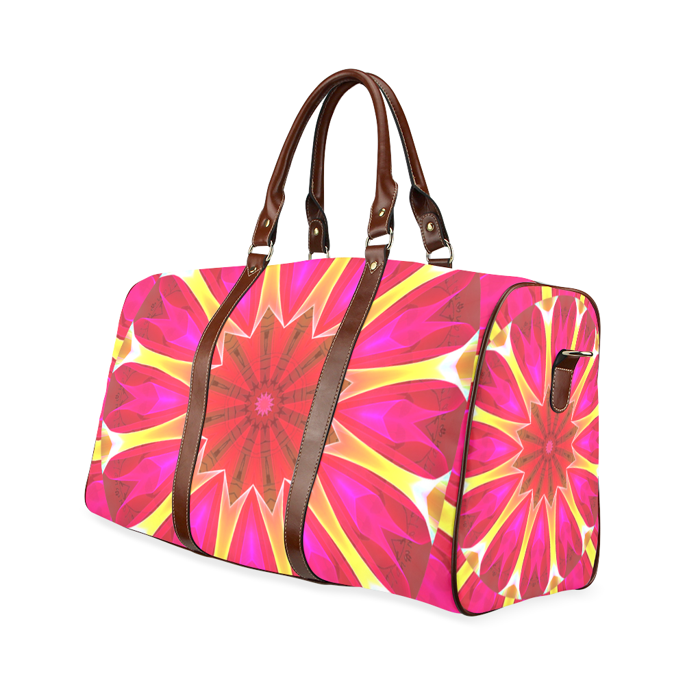 Cherry Daffodil Abstract Modern Pink Flowers Zen Waterproof Travel Bag/Large (Model 1639)