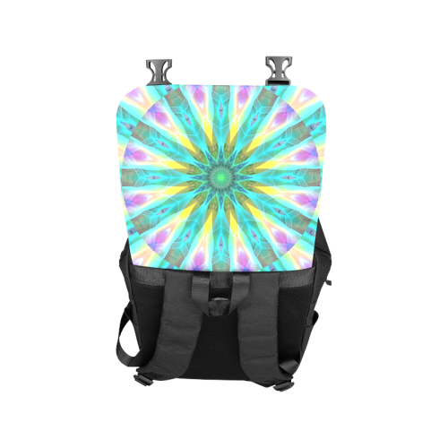 Golden Violet Peacock Sunrise Abstract Wind Flower Casual Shoulders Backpack (Model 1623)