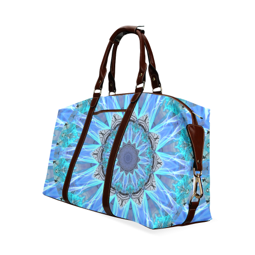 Sapphire Ice Flame, Cyan Blue Crystal Wheel Classic Travel Bag (Model 1643)