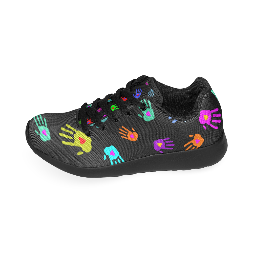Multicolored HANDS with HEARTS love pattern Men’s Running Shoes (Model 020)