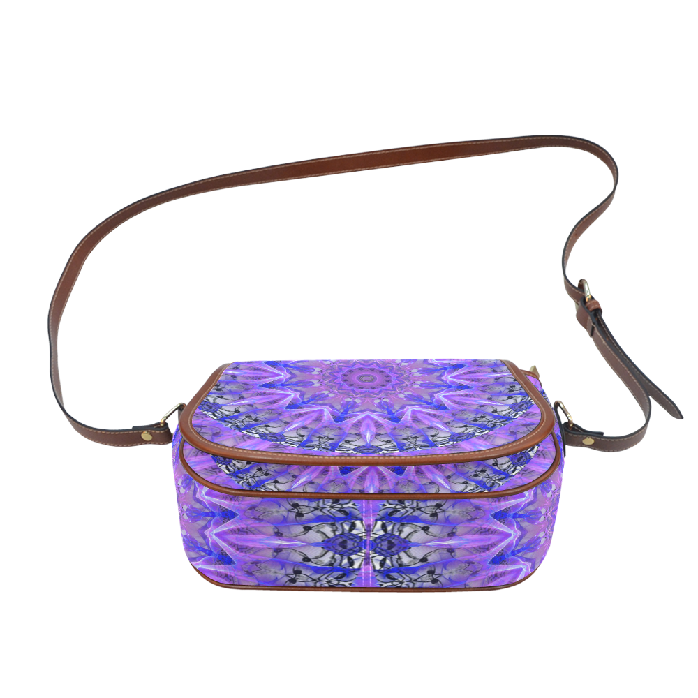 Abstract Plum Ice Crystal Palace Lattice Lace Saddle Bag/Small (Model 1649) Full Customization
