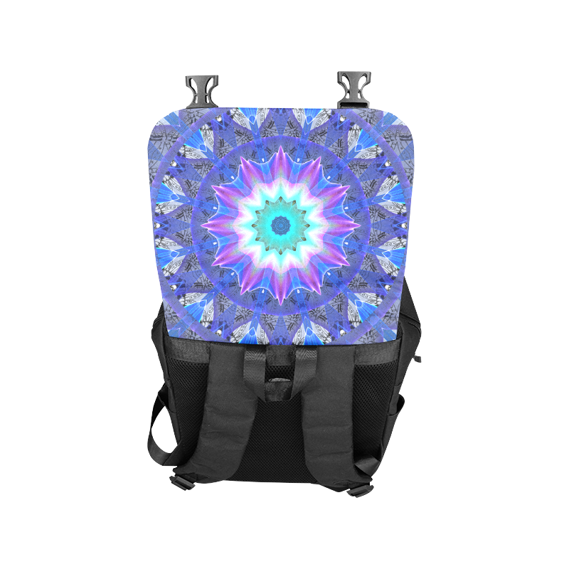 Blue Ice Merry Aqua Violet Foliage Flowers Zen Casual Shoulders Backpack (Model 1623)