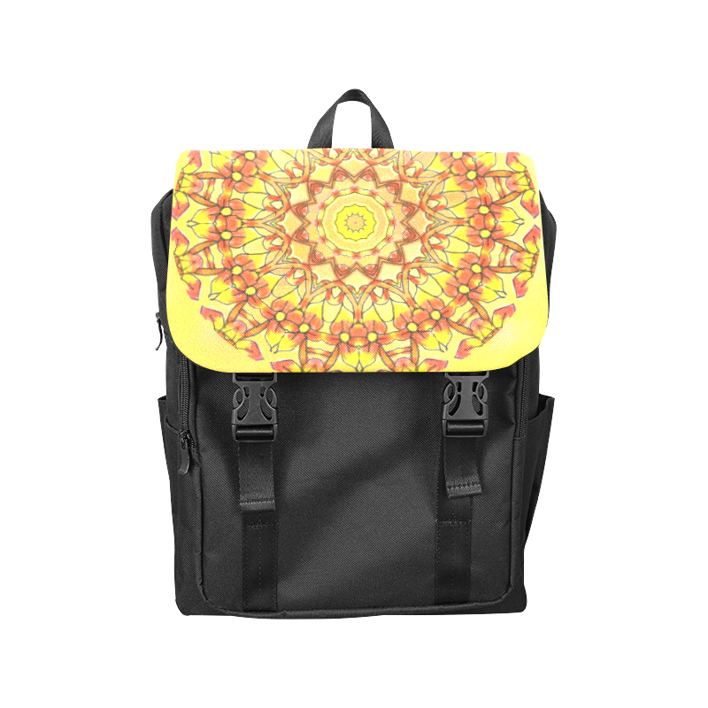Orange Yellow Sunflower Mandala Red Zendoodle Casual Shoulders Backpack (Model 1623)