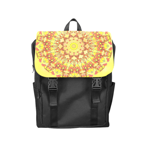 Orange Yellow Sunflower Mandala Red Zendoodle Casual Shoulders Backpack (Model 1623)