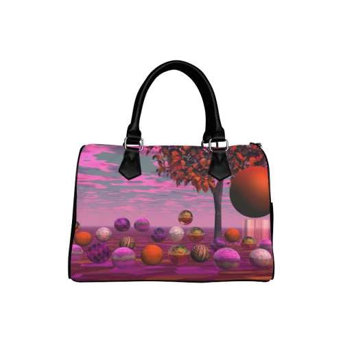 Bittersweet Opinion, Abstract Raspberry Maple Tree Boston Handbag (Model 1621)