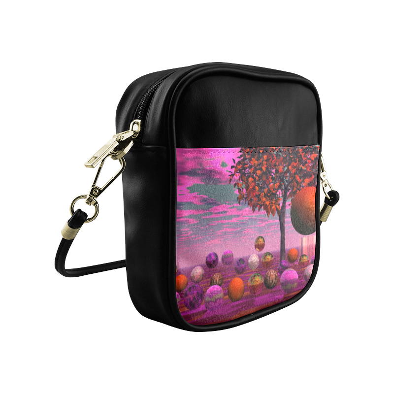 Bittersweet Opinion, Abstract Raspberry Maple Tree Sling Bag (Model 1627)