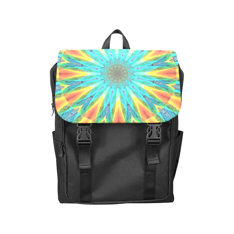 Aqua Gold Joy to the World Flowers, Zen Rainbow Casual Shoulders Backpack (Model 1623)