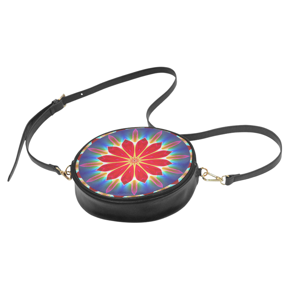 Blue Ice Flowers Red Abstract Modern Petals Zen Round Sling Bag (Model 1647)