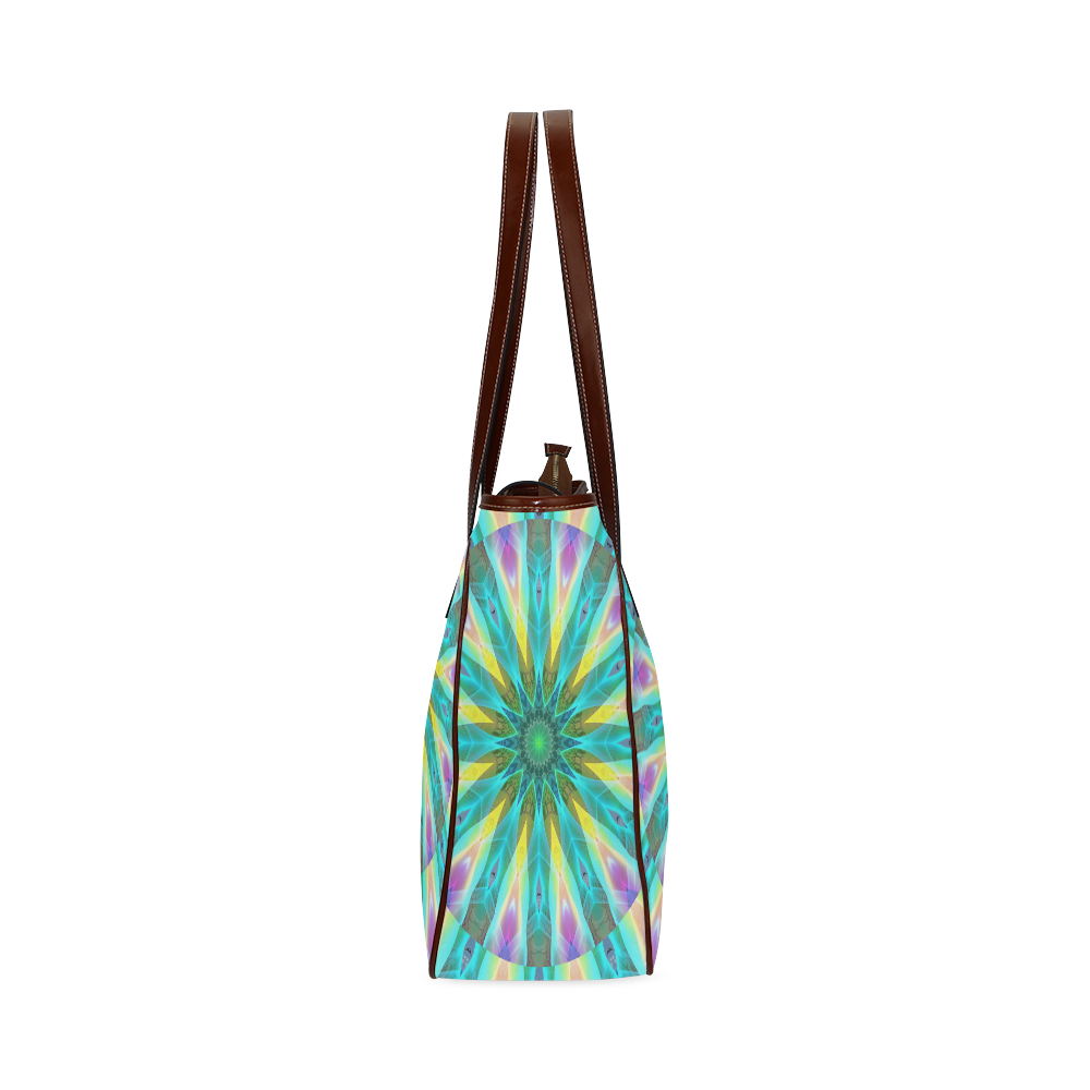 Golden Violet Peacock Sunrise Abstract Wind Flower Classic Tote Bag (Model 1644)