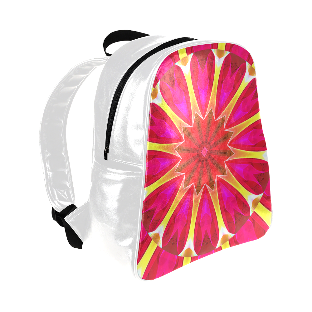 Cherry Daffodil Abstract Modern Pink Flowers Zen Multi-Pockets Backpack (Model 1636)