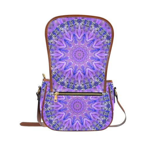 Abstract Plum Ice Crystal Palace Lattice Lace Saddle Bag/Small (Model 1649) Full Customization