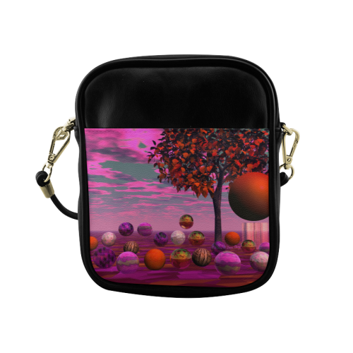 Bittersweet Opinion, Abstract Raspberry Maple Tree Sling Bag (Model 1627)