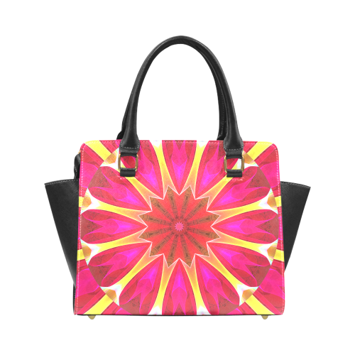 Cherry Daffodil Abstract Modern Pink Flowers Zen Rivet Shoulder Handbag (Model 1645)
