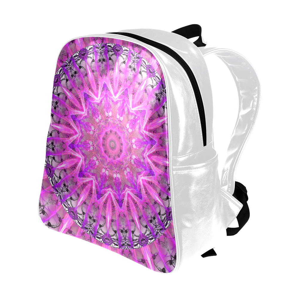 Lavender Lace Abstract Pink Light Love Lattice Multi-Pockets Backpack (Model 1636)