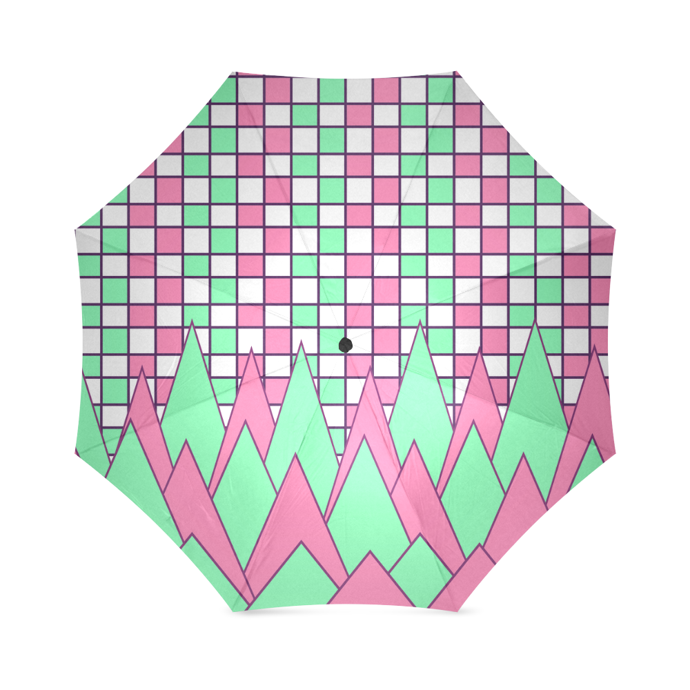 Geometry in yellow and green Foldable Umbrella (Model U01)