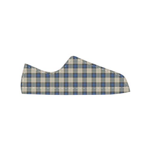 Classic Tartan Squares Fabric - blue beige Men's Classic Canvas Shoes (Model 018)