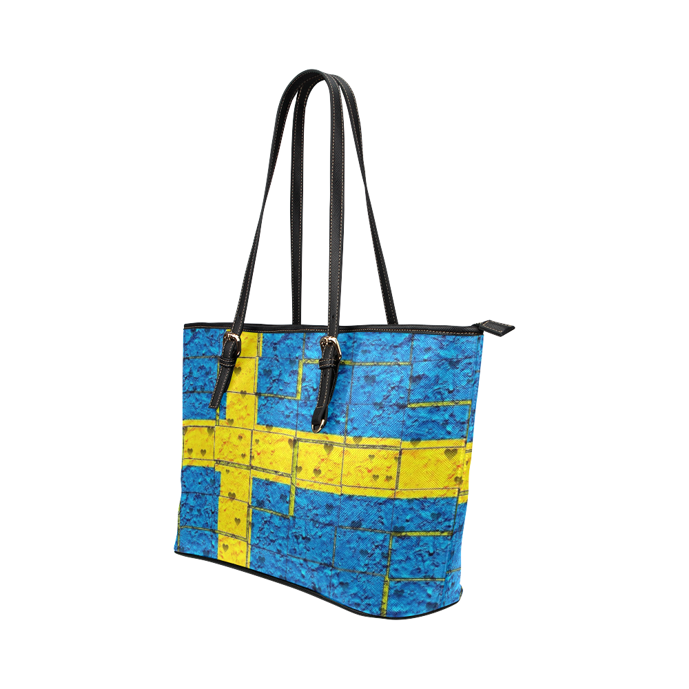 Sweden Pattern by Nico Bielow Leather Tote Bag/Large (Model 1651)