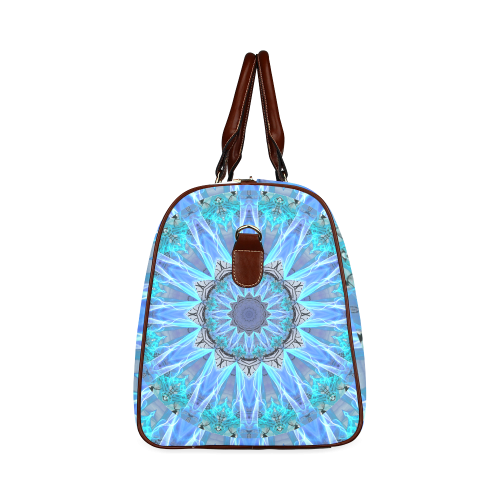 Sapphire Ice Flame, Cyan Blue Crystal Wheel Waterproof Travel Bag/Large (Model 1639)
