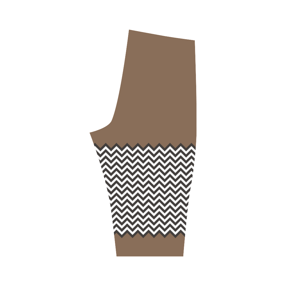 HIPSTER zigzag chevron pattern black & white Hestia Cropped Leggings (Model L03)
