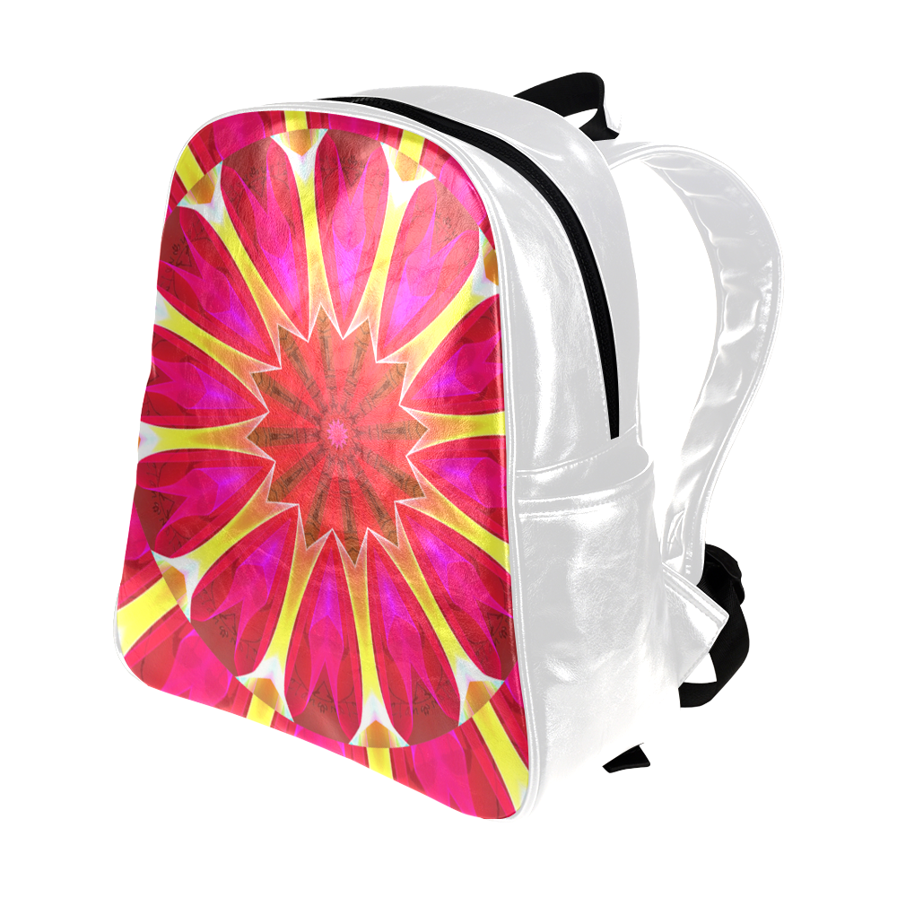 Cherry Daffodil Abstract Modern Pink Flowers Zen Multi-Pockets Backpack (Model 1636)