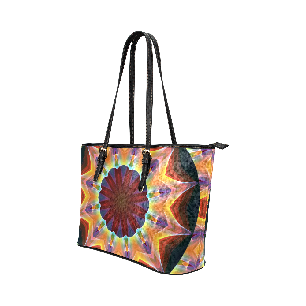 Santa Fe Summer Night, Abstract Warm Romance Leather Tote Bag/Small (Model 1651)
