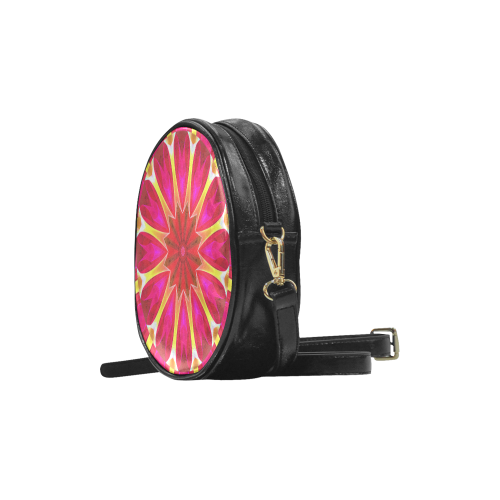 Cherry Daffodil Abstract Modern Pink Flowers Zen Round Sling Bag (Model 1647)