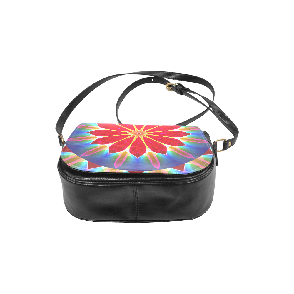 Blue Ice Flowers Red Abstract Modern Petals Zen Classic Saddle Bag/Small (Model 1648)