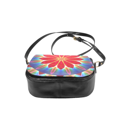 Blue Ice Flowers Red Abstract Modern Petals Zen Classic Saddle Bag/Small (Model 1648)