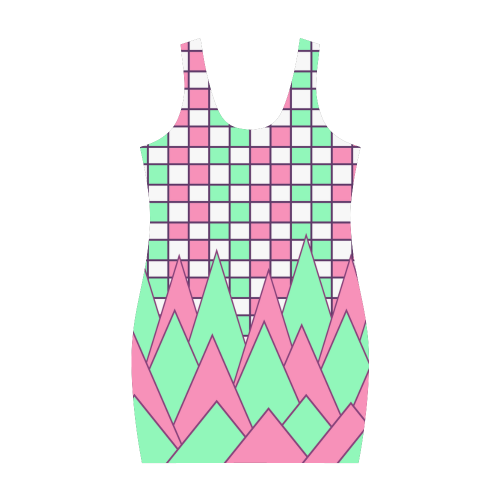 Geometry in pink and green Medea Vest Dress (Model D06)