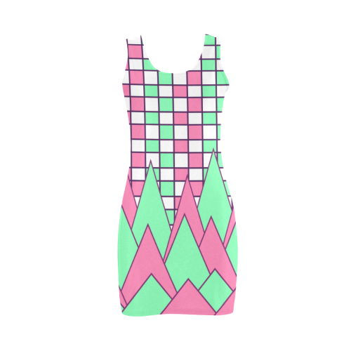 Geometry in pink and green Medea Vest Dress (Model D06)