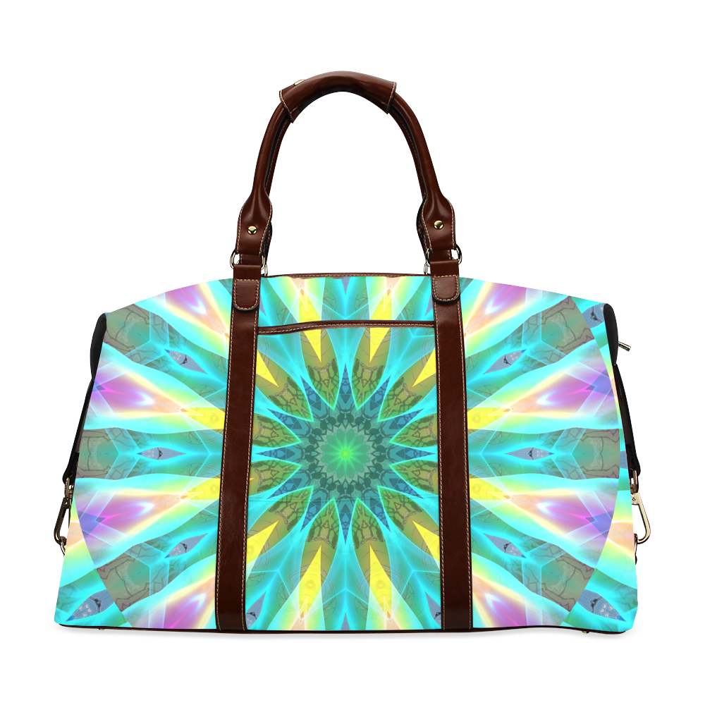 Golden Violet Peacock Sunrise Abstract Wind Flower Classic Travel Bag (Model 1643)