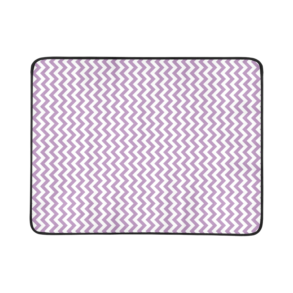 Purple Lilac and white small zigzag chevron Beach Mat 78"x 60"
