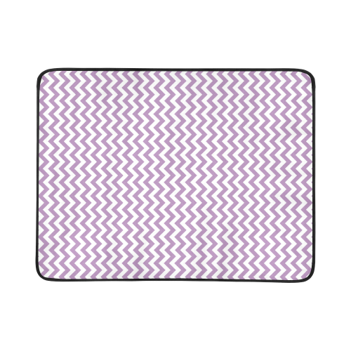 Purple Lilac and white small zigzag chevron Beach Mat 78"x 60"