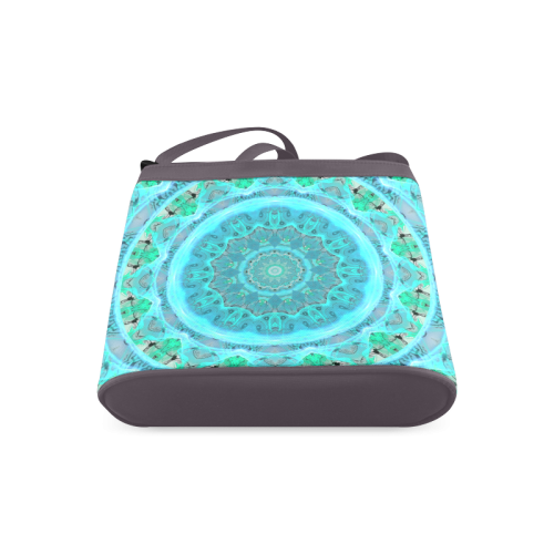 Teal Cyan Ocean Abstract Modern Lace Lattice Crossbody Bags (Model 1613)