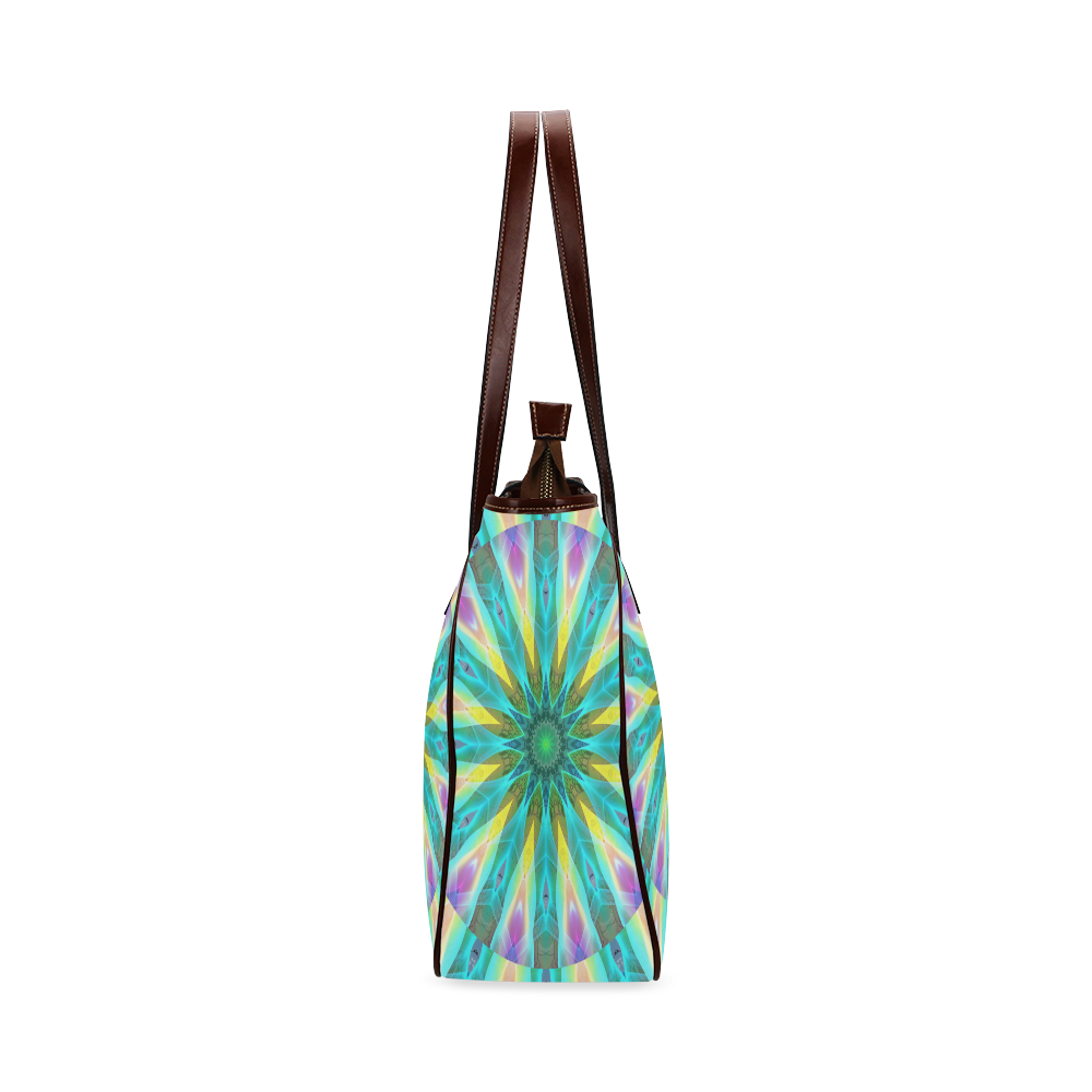 Golden Violet Peacock Sunrise Abstract Wind Flower Classic Tote Bag (Model 1644)