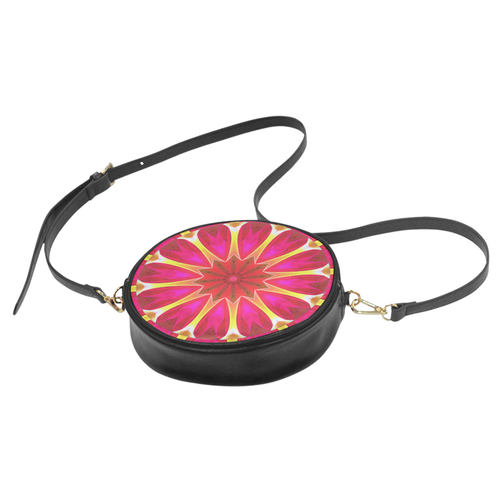 Cherry Daffodil Abstract Modern Pink Flowers Zen Round Sling Bag (Model 1647)