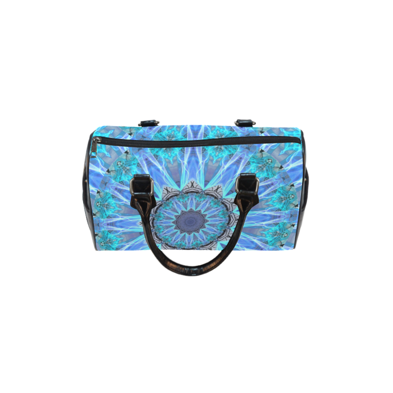 Sapphire Ice Flame, Cyan Blue Crystal Wheel Boston Handbag (Model 1621)