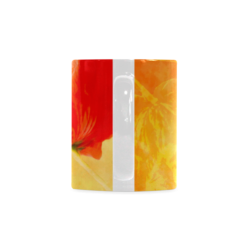 Poppy Summer Red Gold Art Design White Mug(11OZ)