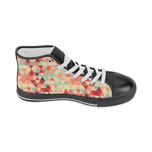 Modern Hipster TRINAGLES pattern red blue beige Women's Classic High Top Canvas Shoes (Model 017)